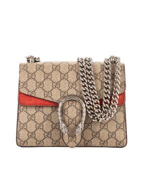 Gucci Dionysus Beige Red Supreme Canvas Suede Shoulder Bag